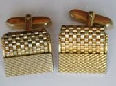 Vintage cufflinks with mesh design gold coloured metal 1960s 1970s jn
