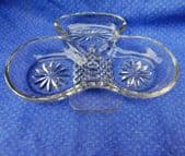 Vintage glass bowl Trefoil Ace of clubs Shamrock Clover leaf shape
