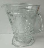 Vintage glass lemonade jug footed 1.5 pint mid 20th century VGC water pitcher