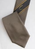 Vintage grey silk tie with initial letter C vintage 1980s company logo UK made