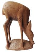 Vintage hand carved wooden animal deer fawn ornament figurine wood carving 8"