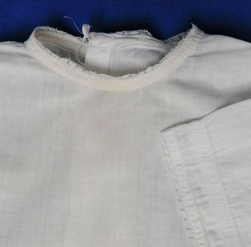 Vintage handmade infant top vest lace trim antique baby clothing layette white F