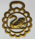 Vintage horse brass swimming swan bird pub bar traditional fireside ornament