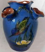 Vintage Kingfisher udder vase Longpark Pottery Torquay ware 6.5"