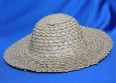Vintage ladies grey straw hat traditional summer headgear fancy dress costume