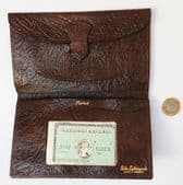 Vintage leather wallet by Sable Leather Goods with 1970s Amex application form
