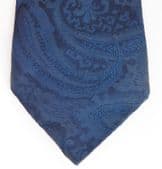Vintage M and S Paisley tie 1960s 1970s navy blue woven pattern St Michael