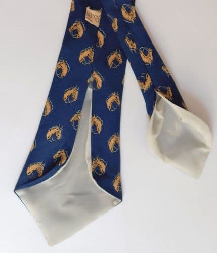 Vintage Masterwood tie with horses head print vintage 1950s racing equestrian