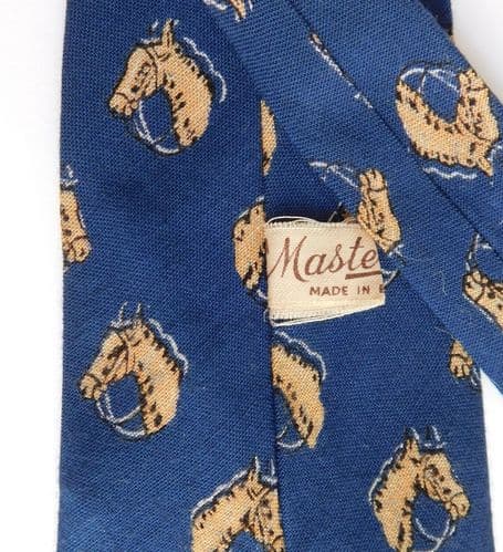 Vintage Masterwood tie with horses head print vintage 1950s racing equestrian