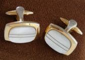 Vintage mother of pearl patent cufflinks MoP Strattons Metal Jewellery sa