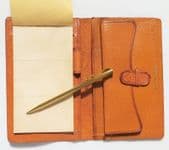 Vintage pigskin wallet with propelling pencil and tear-off notepad Real leather