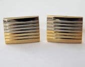 Vintage ridged cufflinks traditional mens jewellery gold-tone and silver-tone l