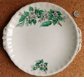 Vintage serving plate for cake, sandwich Grindleys Cream Petal blossom 1950s 10"