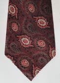 Vintage silk floral tie Airey & Wheeler classic red flower brocade circa 1970s