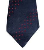 Vintage silk tie by Simpsons Piccadilly navy blue Herringbone and red polka dots