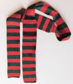 Vintage square end tie striped red green Teddy Boy Art Deco Edwardian short