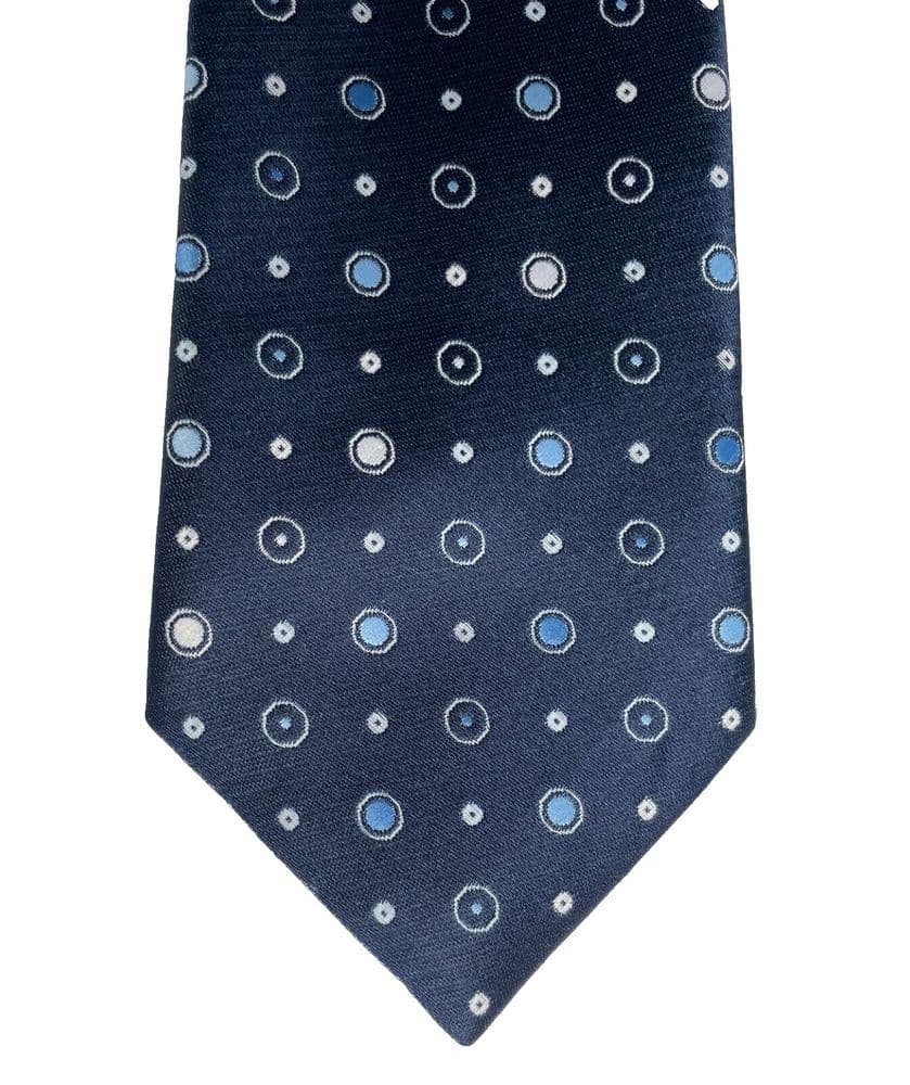 Vintage Tootal tie blue and white circles classic English menswear 1960s