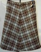 Vintage tweed skirt UNUSED 1970s wool mix DOMINANT Waist 30" brown
