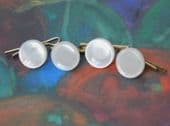 Vintage waistcoat buttons with clips MoP tuxedo set of 4 studs mother of pearl K