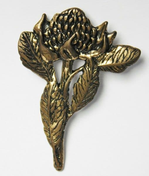 Vintage waratah flower pin brooch signed JJK Australia ladies unusual jewellery