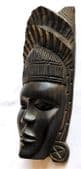 Vintage wooden mask with head-dress Tribal wood carving 10" wall hanging wood