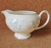 Wedgwood Belle Fleur milk jug blue and white bone china with silver trim