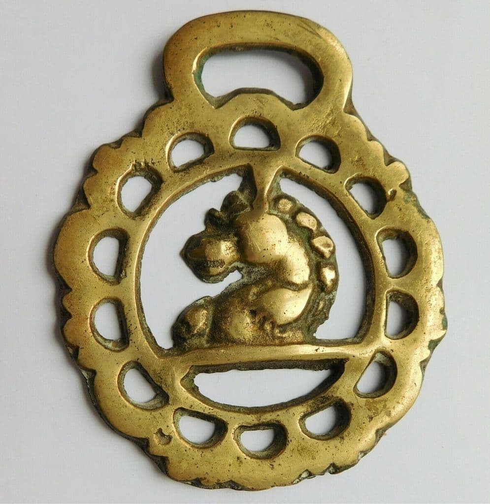 Welsh vintage horse brass traditional armorial design horse or