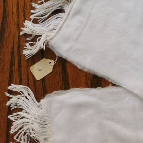 White fleece scarf fringed vintage 1950s 1960s UNUSED 30