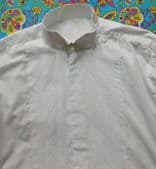 Wing collar pleated shirt size 15.5 vintage 1980s waiters uniform costume tatty