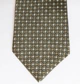 Woven green pure silk tie M&S Marks and Spencer circle check pattern VGC