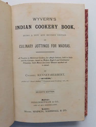Wyvern's Indian Cookery Book 1904 Kenney-Herbert Edwardian Anglo-Indian recipes