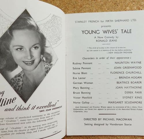 Young Wives Tale Savoy Theatre programme 1949 Joan Greenwood Naunton Wayne 1940s