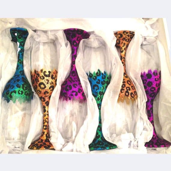 Leopard Print  Glitter Glasses Sets