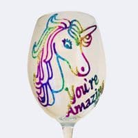 Personalised Rainbow Glitter Unicorn Glass