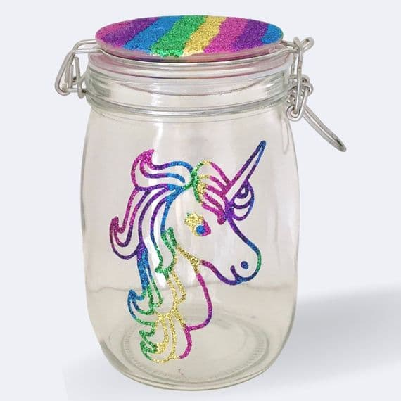 Personalised Rainbow Glitter Unicorn Jar