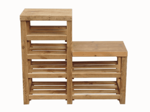 Rustic shoe rack with seat and telephone table 14 - 20