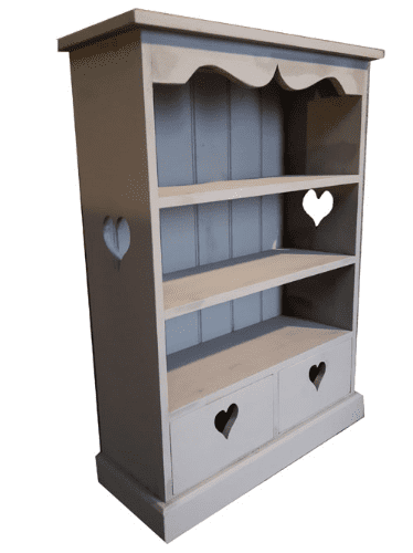 Small wooden bookcase with drawers.