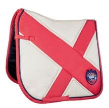 HKM PRO TEAM COUNTY  SADDLE PAD - BEIGE / RED  - RRP £36.99