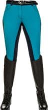 HKM PRO TEAM DYNAMIC CONTRAST LADIES BREECHES - PETROL WITH DEEP BLUE